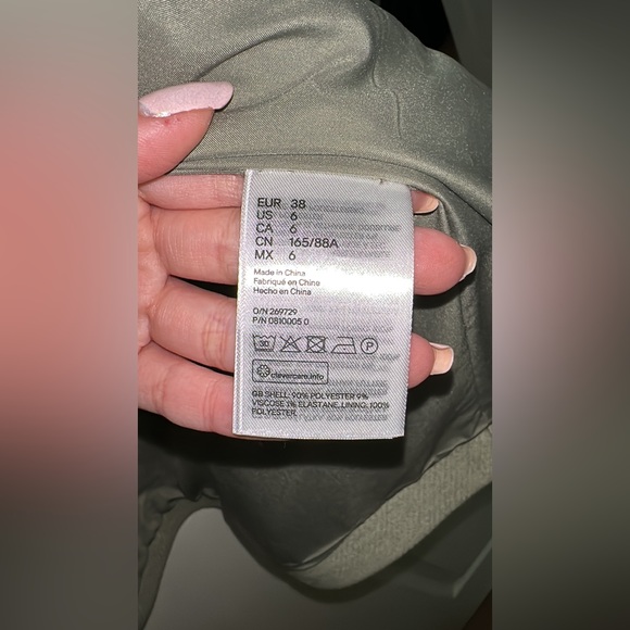 💚 BNWT H&M Light Green Knee-Length Coat with Belt and Stand-up Collar Size 6 💚 - Picture 9 of 12